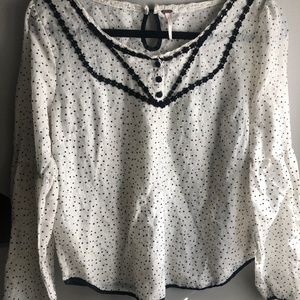 Free People B&W Polka Dot Blouse